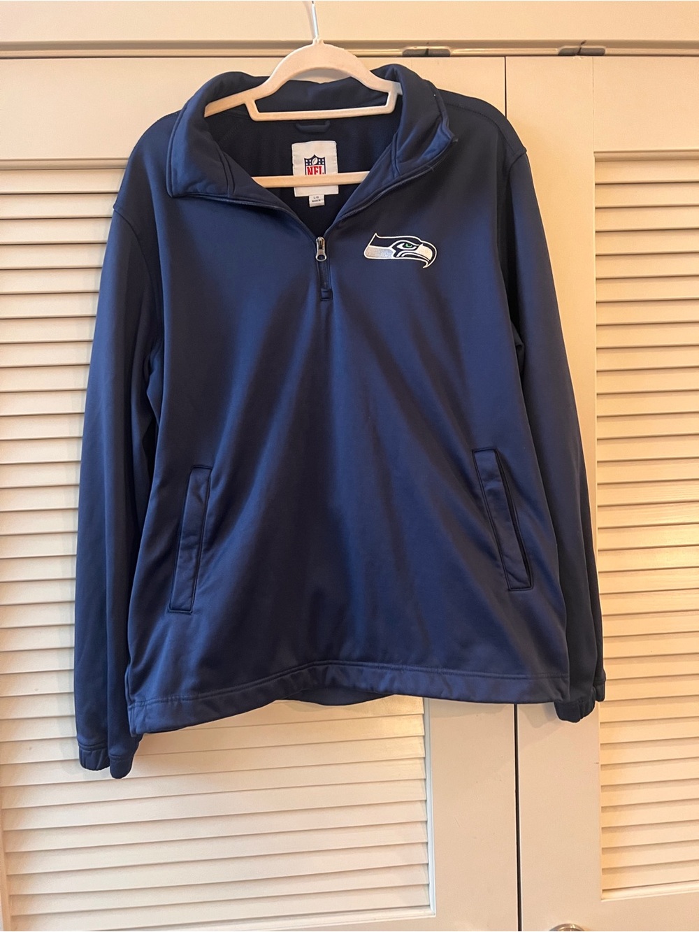 NFL Seattle Seahawks Navy Quarter-Zip Pullover with Team Logo